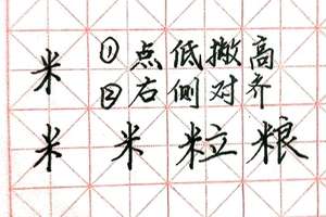 米字旁,粒,粮,偏旁部首,硬笔,习字,独立精讲,书写要点提示