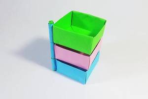 折纸手工多层盒子,简单实用,一学就会