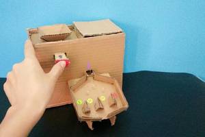 废纸箱创意diy:手工达人自制弹珠游戏机,给小朋友能玩好几天