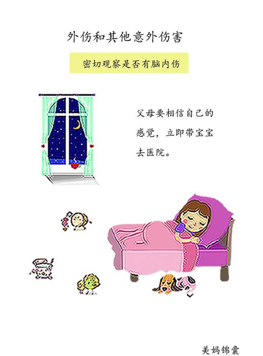 仔细观察宝宝的摔伤后反应是否有脑内伤？