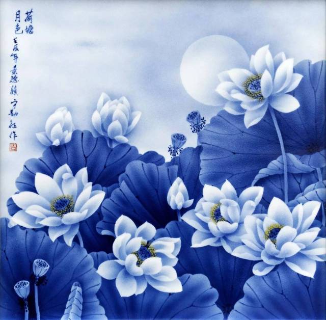 釉上粉彩山水《醉美春色》 瓷板画