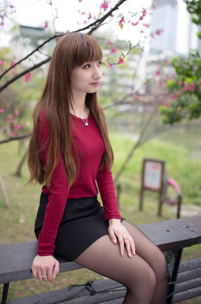 清凉夏季 丝袜短裙美女和狗狗在玩耍