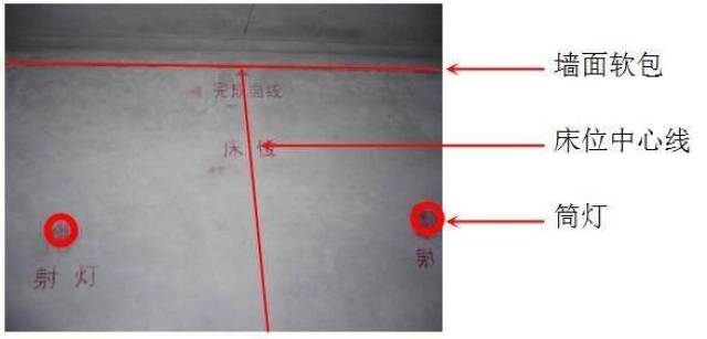 空调送回风口检修口喷淋头烟感广播投影仪投影幕灯具灯孔的定位放线