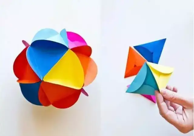 色彩绚丽的创意折纸彩球diy手工制作,仿佛是用彩虹为材料制作而成的