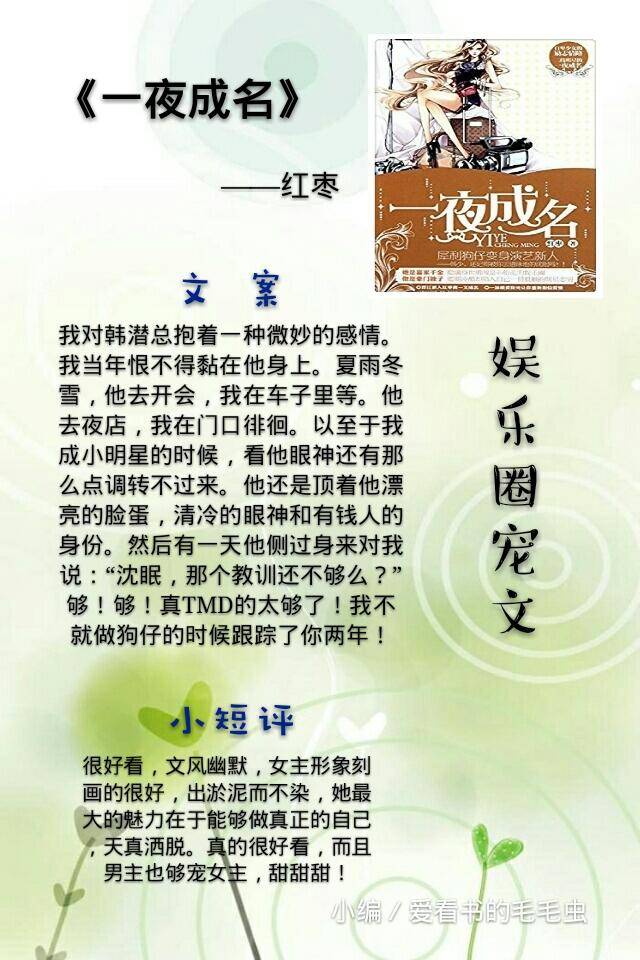 推荐5本娱乐圈宠文,最爱星光璀璨的你~