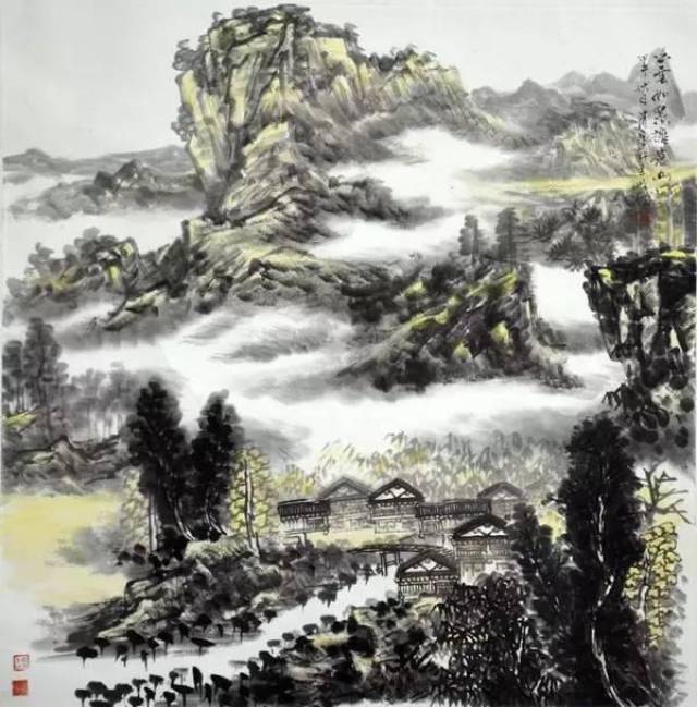 实力画家柳方金山水画欣赏