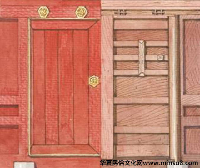 "实榻大门"是板门的一种,它是一种安于中柱之间的板门,常用于宫殿