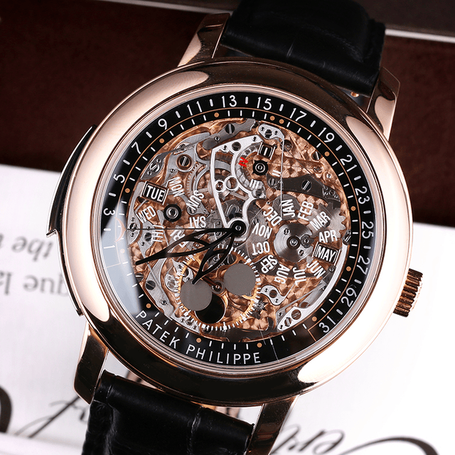 百达翡丽/patek philippe超级复杂功能计时系列6104g-001腕表 18k白金