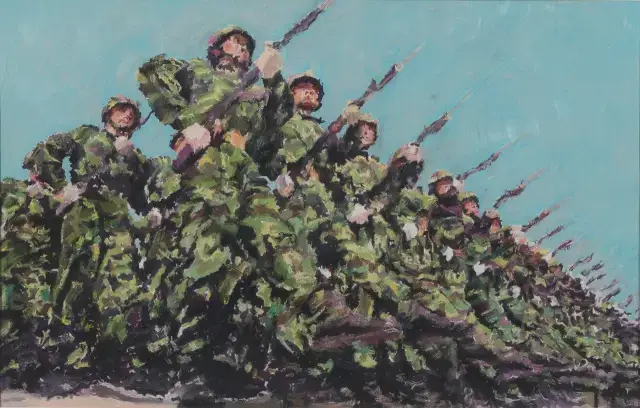 刘洪振《向前 向前 向前》水彩 100cmx150cm