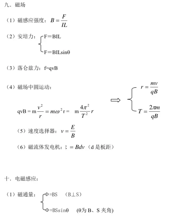 你需要的高中物理公式 思维导图,请查看