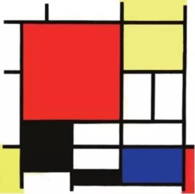 色彩只使用红,黄,蓝三原色和黑,白,创立了荷兰风格派