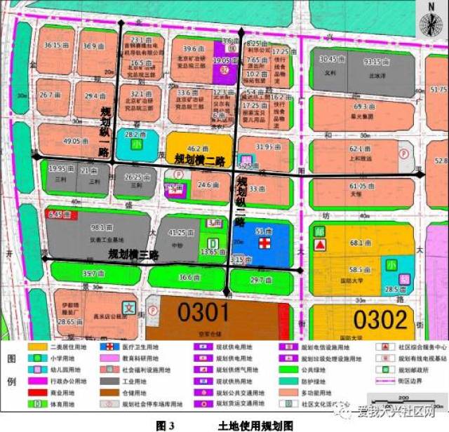 根据《大兴新城 0301 和 0302 街区控规深化方案》中土地使用规划图