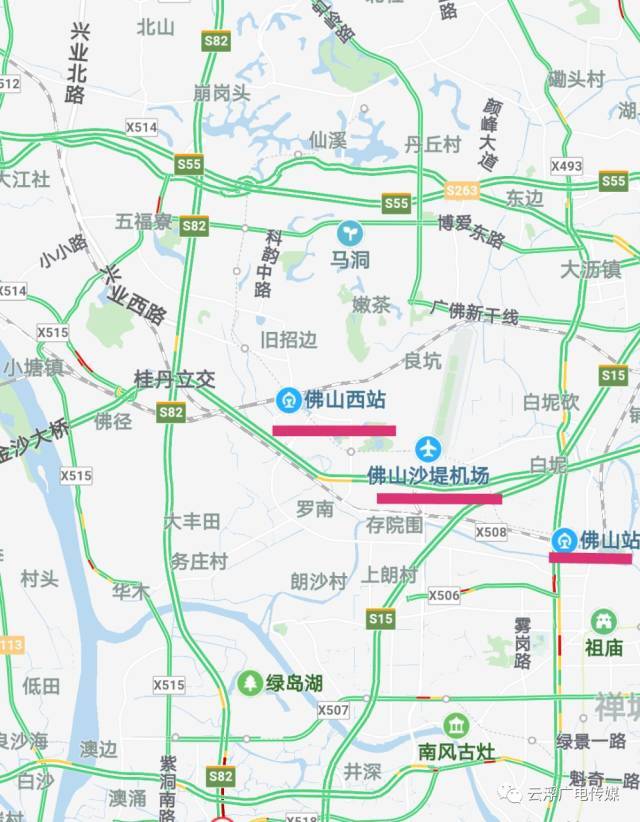 看地图 佛山西站设有高铁客专和城际车场,共10个站台23条线路,站房总