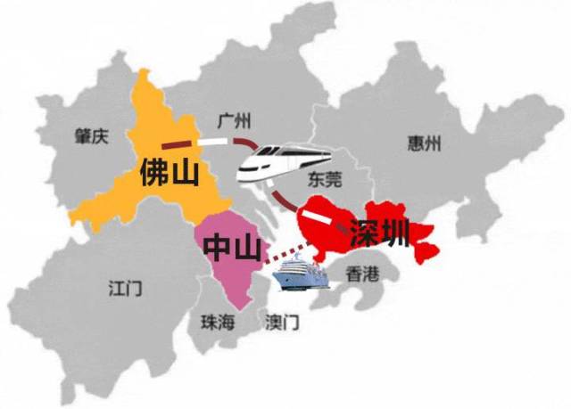 今天起深圳朋友圈又多了2个:去佛山可坐高铁了,去中山可以坐船了!