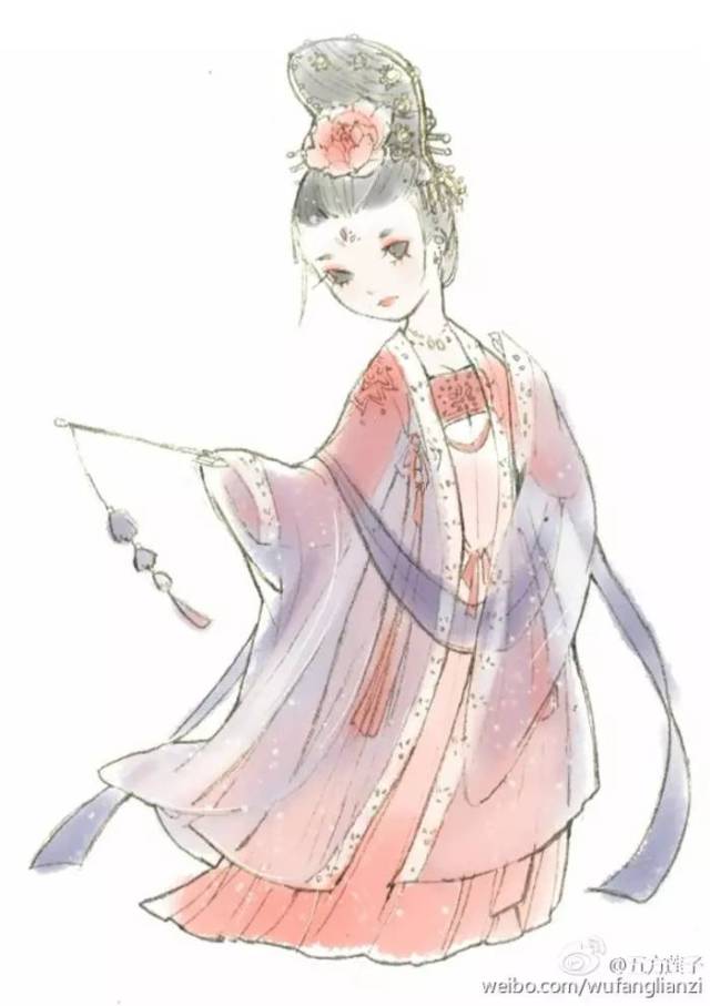 漫画汉服:水彩可爱迷人中国风