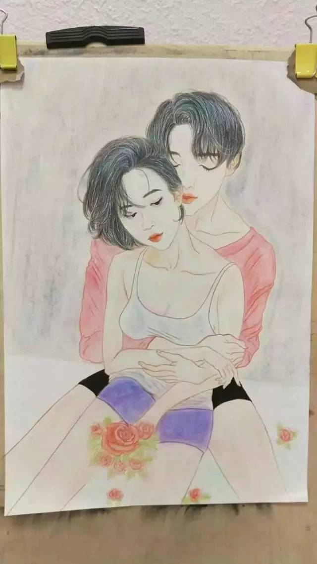 彩铅同学绘 | 情侣(幸福--群内)