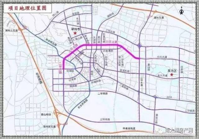 湖州市内环北线位于湖州市区北部,西起西塞山路,东至三环东路,途经