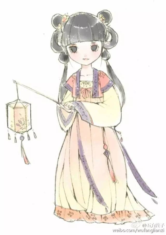 漫画汉服:水彩可爱迷人中国风