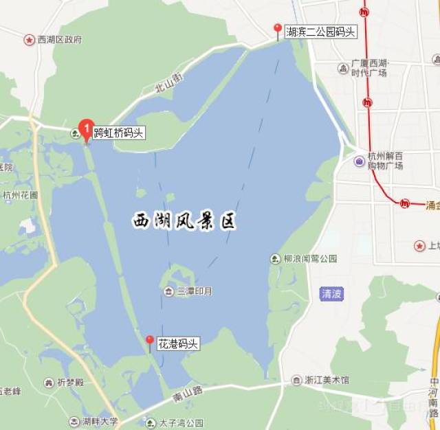 根据杭州主要的观光水域,分成西湖,东河,京杭大运河,西溪湿地,钱塘江.