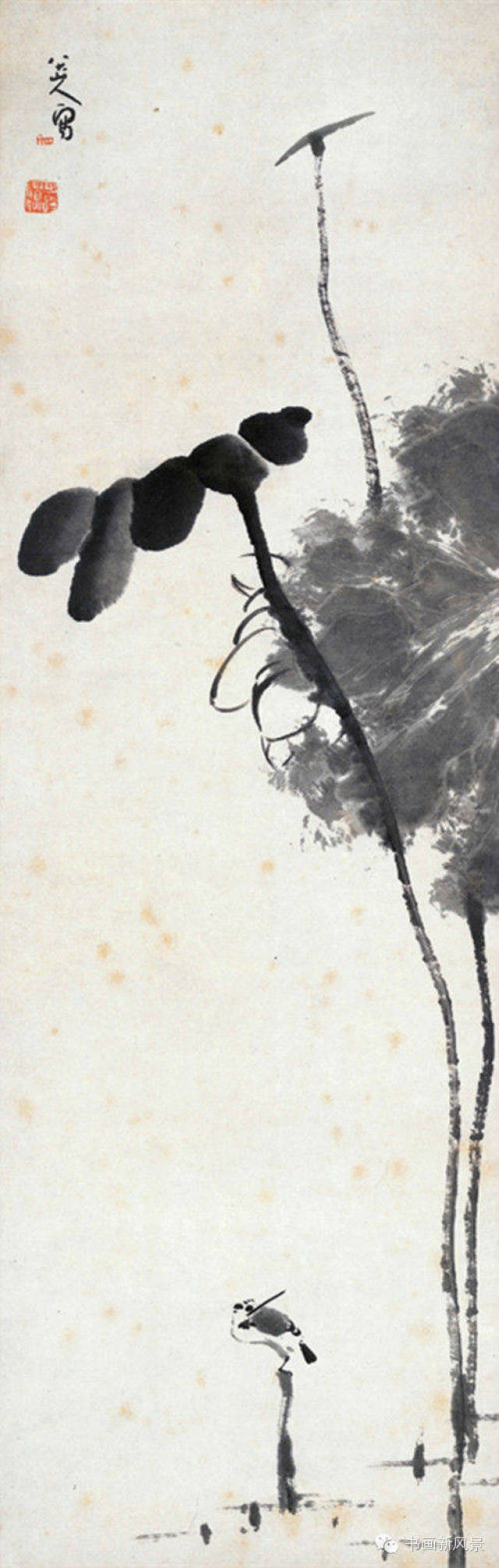 书画欣赏丨 八大山人的荷花小鸟,这才是中国水墨!