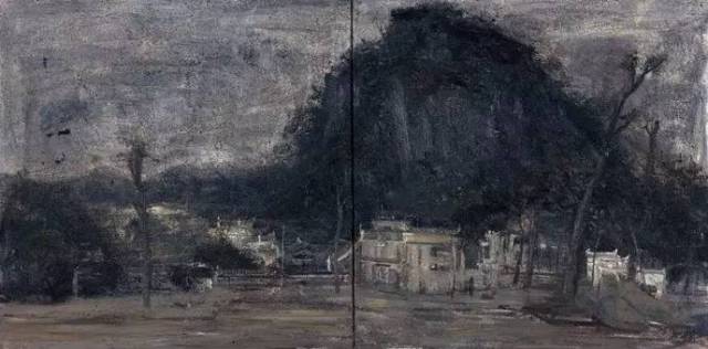 石小波 青山图之一 油画 60cm×120cm