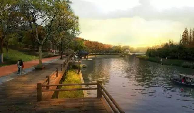 木栈道效果图 河道沿线的水生态景观将大幅改善,沿河铺设漫步道