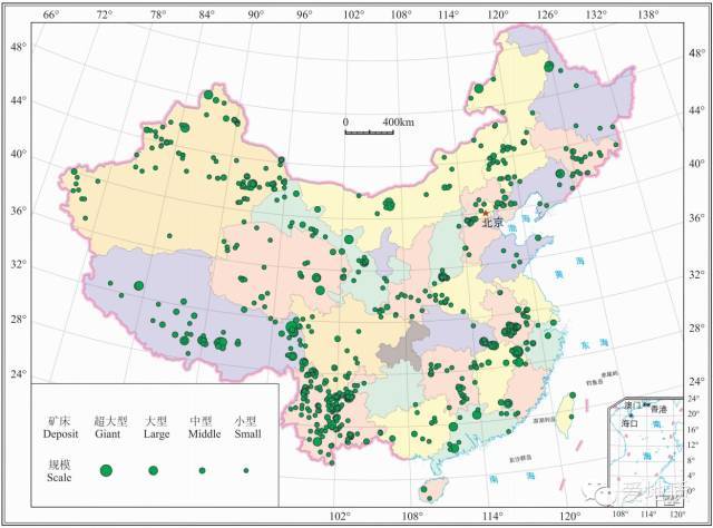 我国铜矿分布简图