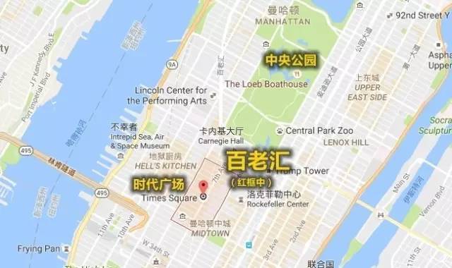 百老汇剧院地图 百老汇位置如下图,红框标出的区域就是theatre