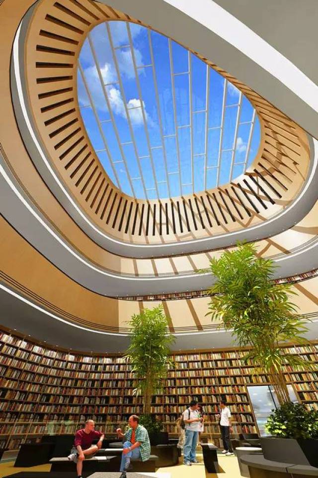 东区的新图书馆,设计师转变思路,突破常用造型的限制,从人们阅读看书