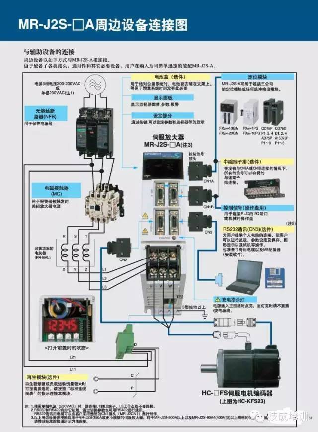 讲解伺服电机实物接线图