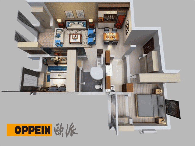 【欧派全屋定制设计案例】海马公园中式风格95㎡全屋设计案例!