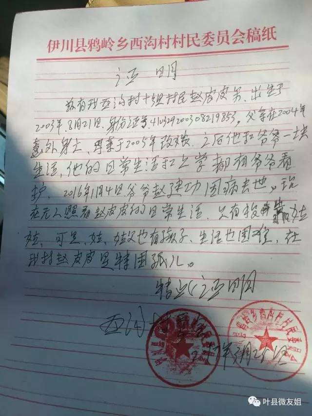 我叫赵皮皮:男:出生于2003年8月21,河南省伊川县人.