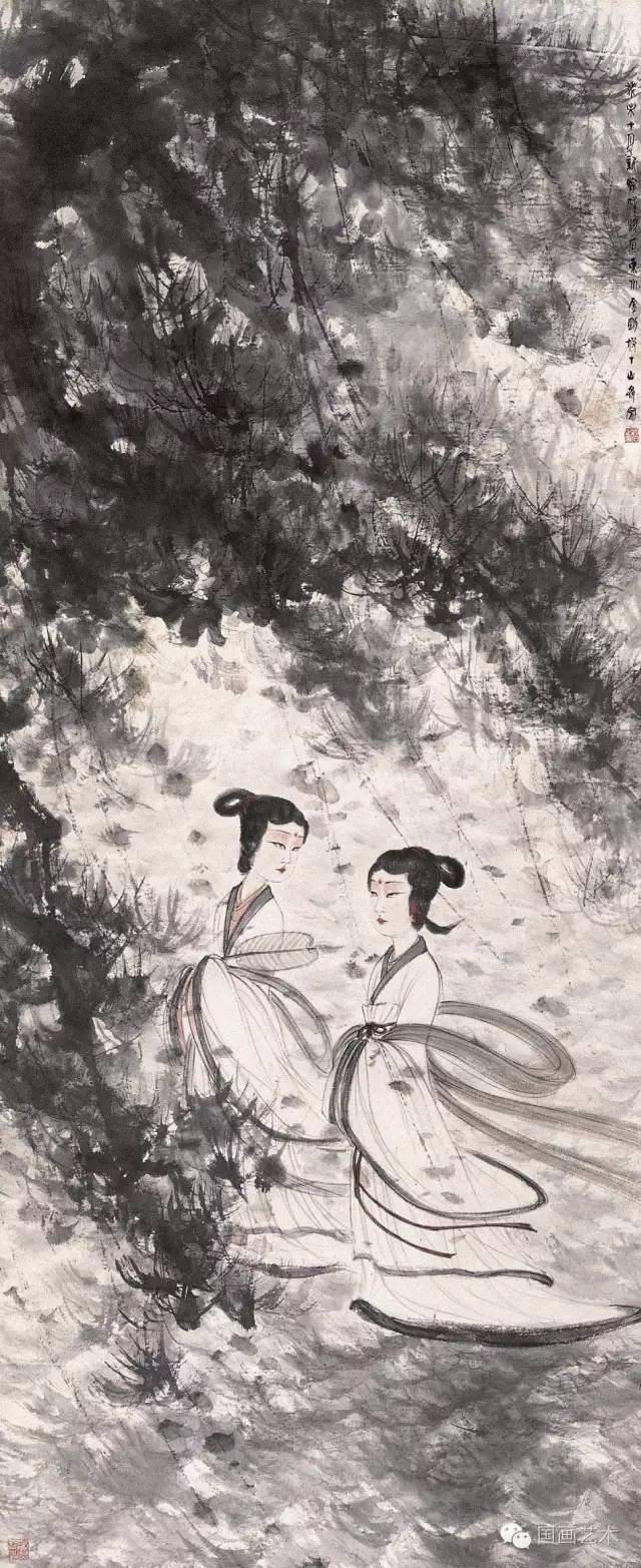 傅抱石人物仕女画作欣赏