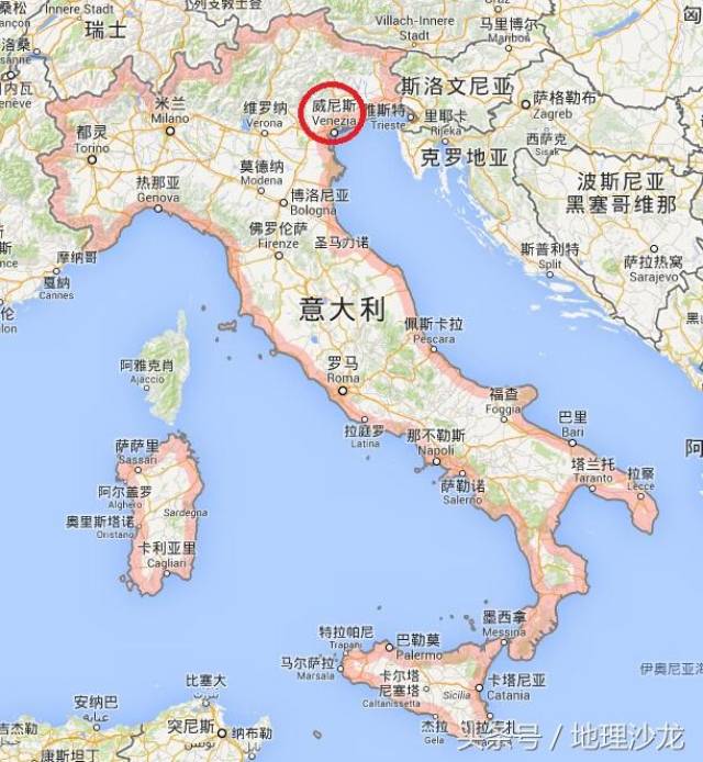 意大利主要城市图 威尼斯市区涵盖意大利东北部亚得里亚海沿岸的