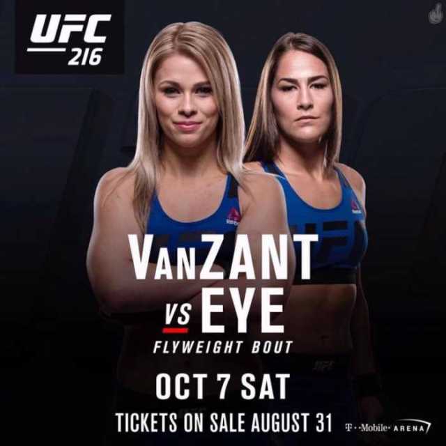 ufc216公布女子比赛: 佩吉范赞特 vs.杰西卡艾