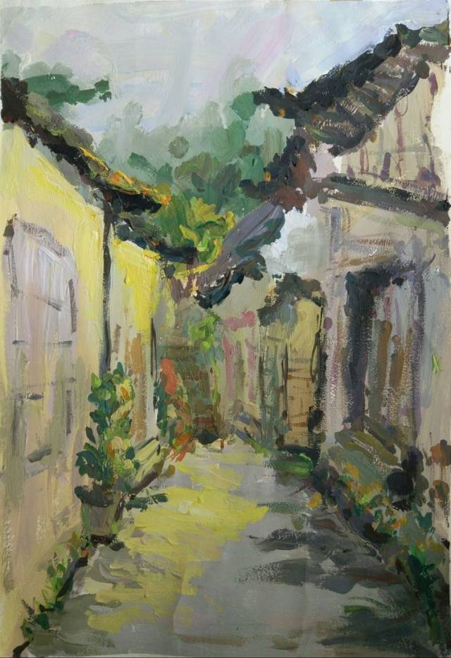 岩头古村色彩风景写生作品欣赏一一《写意岩头》写生基地毛朝晖