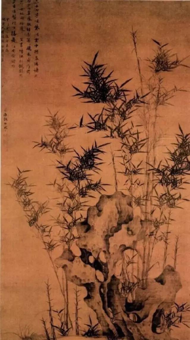 《潇湘竹石图》,绢本,水墨,纵28厘米,横105.6厘米,中国美术馆收藏