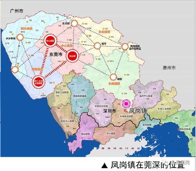 凤岗镇域空间优化为"一主,两副,三轴,四园,五区"结构.