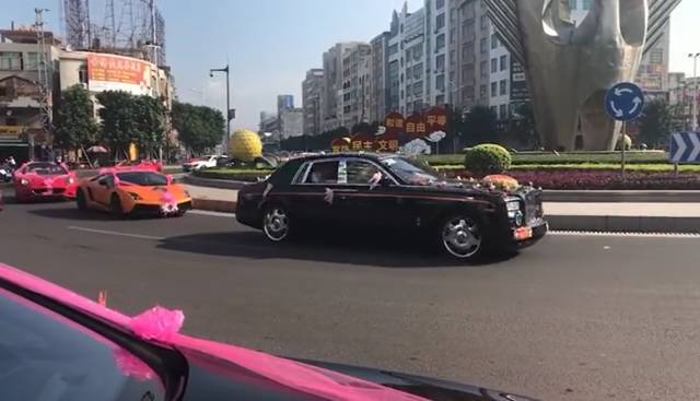 湛江惊现劳斯莱斯,兰博基尼,法拉利……豪华接亲车队!