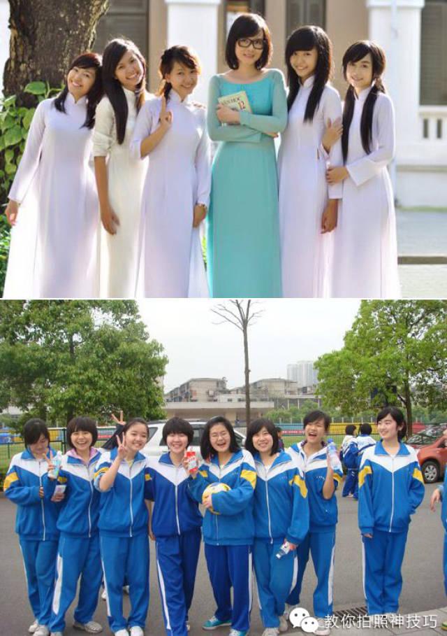中国和越南女生校服对比!