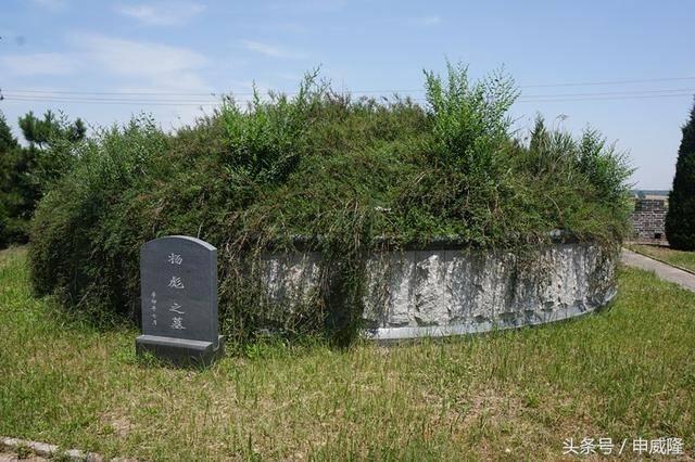 在杨震墓前,保留着一块石碑,上书"关西夫子杨公墓"七个大字,乃督邮