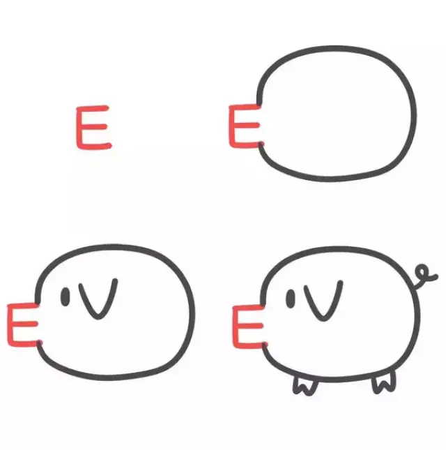 第二波26个英文字母简笔画,把字母画成小动物,又萌又好学