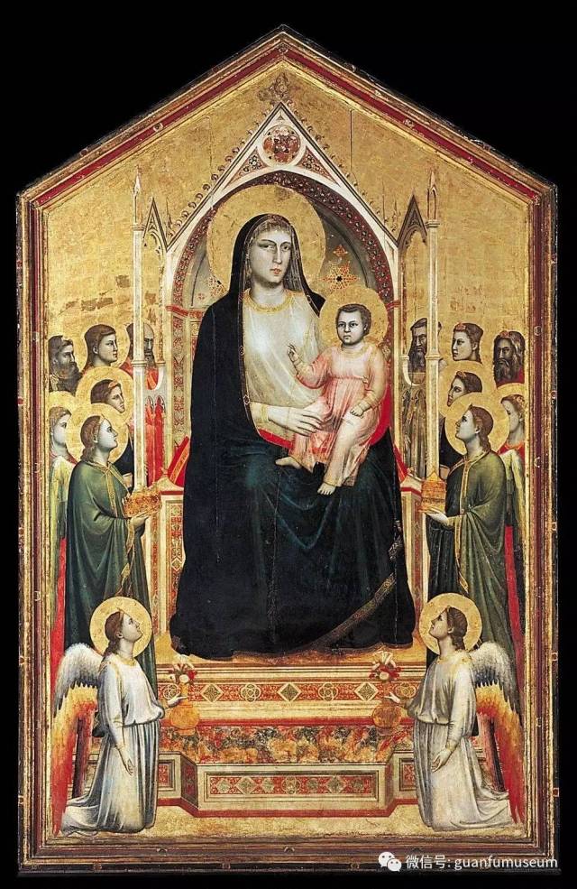 【意】乔托《宝座圣母像》,约1310 年,蛋彩木板画,325 x 204 cm