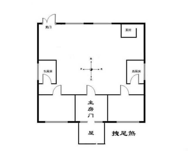 所谓龙虎开口,就是西南开门,东边厢房南面接一间小屋,留门正好冲西南