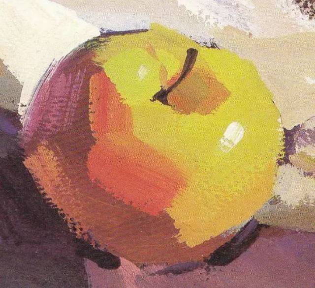 tips 黄苹果画法: 暗部用色主要是桔黄,土黄和中黄,加点熟褐,;亮部以