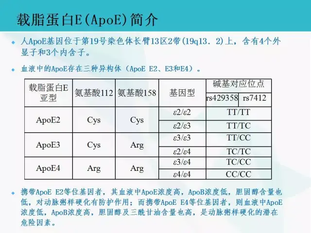 apoe(载脂蛋白e)基因的相关疾病