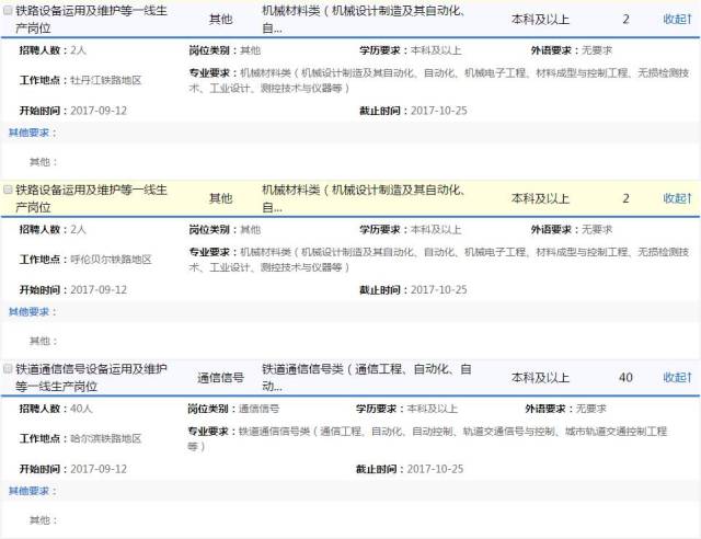 滨铁路局2018年招聘全日制本科及以上学历毕