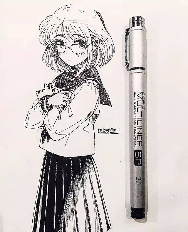 【手绘】针管笔画动漫人物,线条感十足的手稿,每一个人物都生动可爱