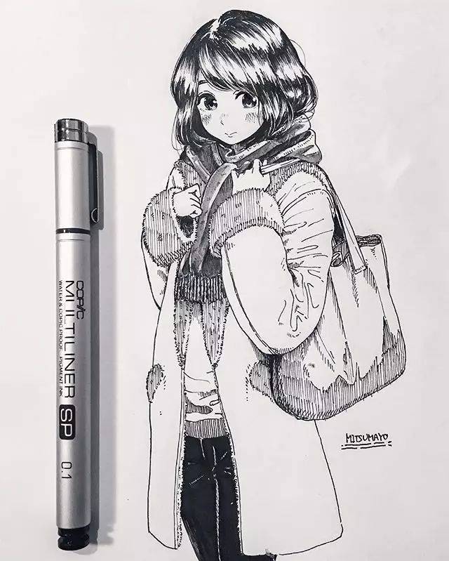【手绘】针管笔画动漫人物,线条感十足的手稿,每一个人物都生动可爱