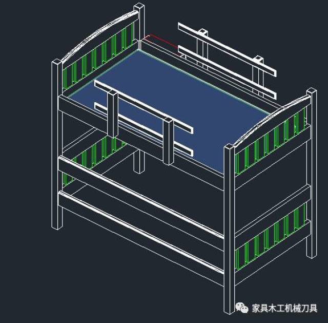 2层童床榫卯可拆卸 实木家具设计cad图纸 cad格式